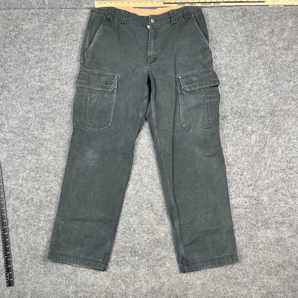 Duluth Trading Co Cargo Pants Mens Size 38x34 Gray Cotton Canvas Workwear